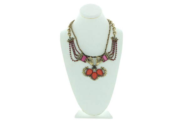 Olivia Welles Women's Jewelry Set: Lightweight Gold Plated Multicolor Organic Stone Necklace & Earrings – A Must-Have Neutral Statement Set - View #5