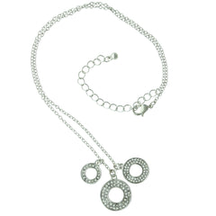 Crystal Covered Circle Trio Charm Necklace