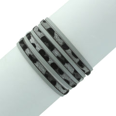 Demi Faux Leather and Leopard Magnetic Bracelet