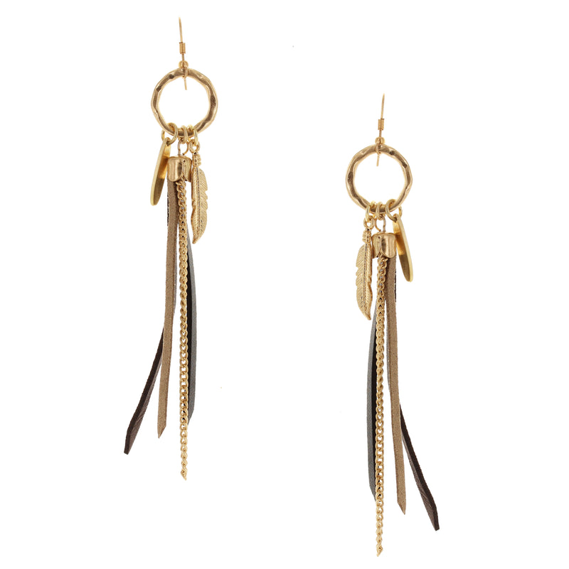 Feather Tassel Drop Earrings