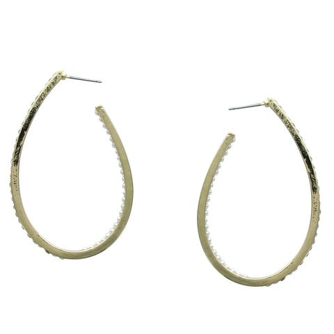 Inside Out Rhinestone and Pearl Hoop Earrings