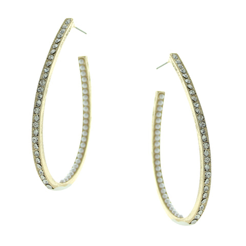 Inside Out Rhinestone and Pearl Hoop Earrings