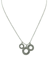 Crystal Covered Circle Trio Charm Necklace