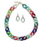 Alexa Neon Metal Link Necklace and Drop Earring Set