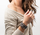 Gorissa Multi-Strand Beaded Magnetic Clasp Bracelet With Black Gemstone