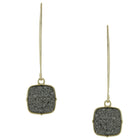 Keri Druzy Threader Style Earrings w/ Gray Resin Stone