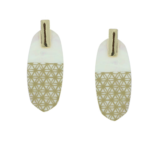 Ava Gold Plated Drop Earrings Gold/White