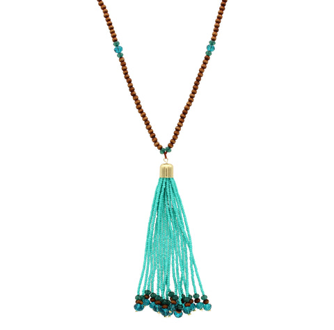 Glenna Seed Bead Tassel Necklace