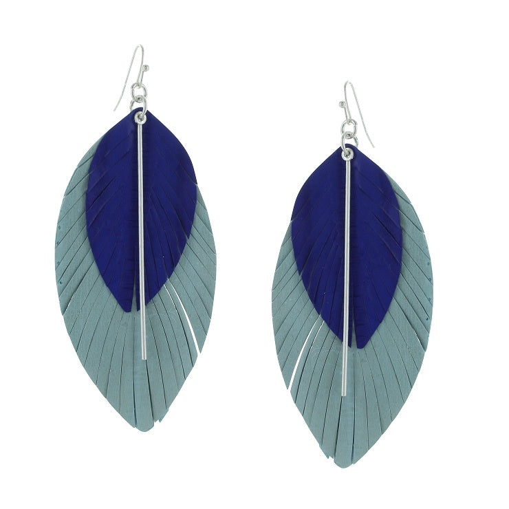 Kaia Worn Silver Plated Fringed Leather Earrings