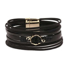Alina Multi-Strand Magnetic Clasp Bracelet with Black Gemstone